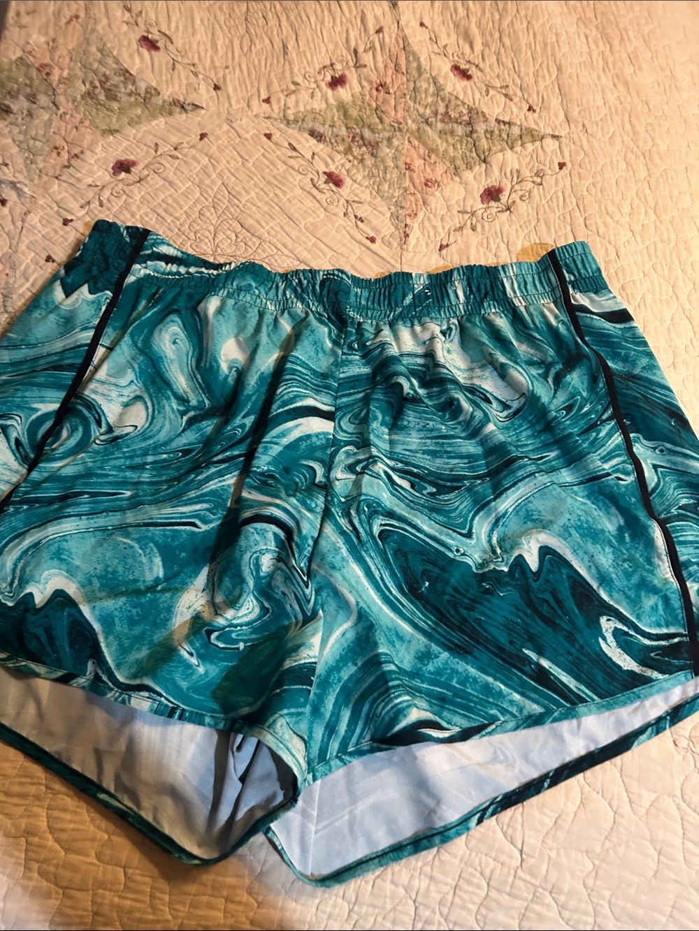 Xersion Teal Marble Athletic Shorts